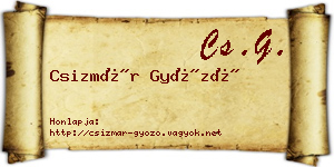 Csizmár Győző névjegykártya